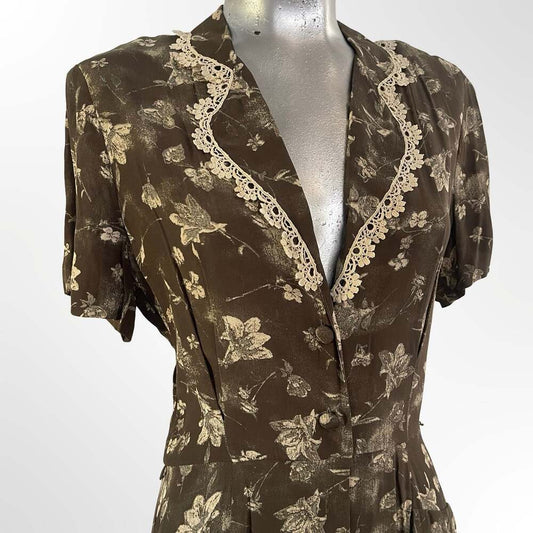1950's Vintage Floral Fall House Dress - ,