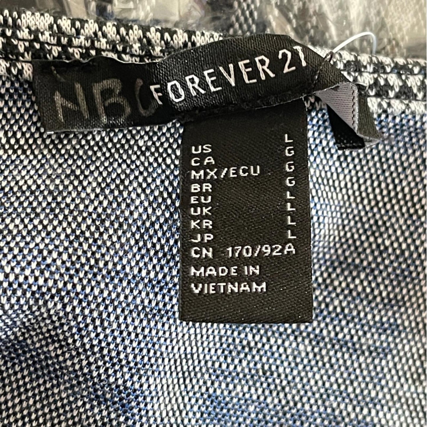 Forever 21 Plaid Square-Neck Mini Dress Navy & White -size L