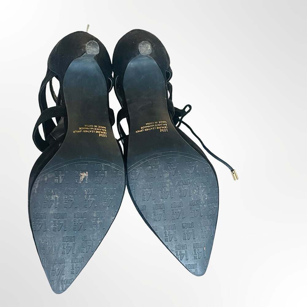 14th & Union Black Suede Lace-Up Stiletto Heels