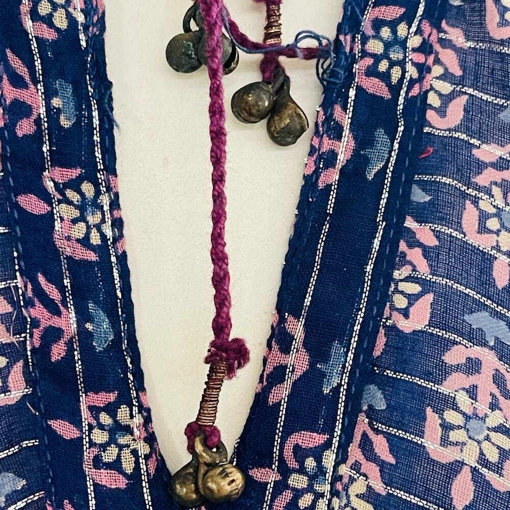 Joie Navy Blue Purple Flowy Floral Silk Boho Blouse Top Size S