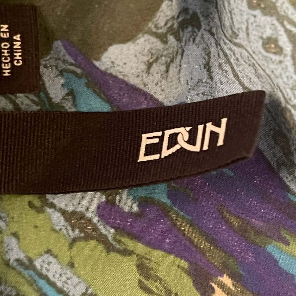 Edun 100% Silk Abstract Print Sleeveless Fringed Top