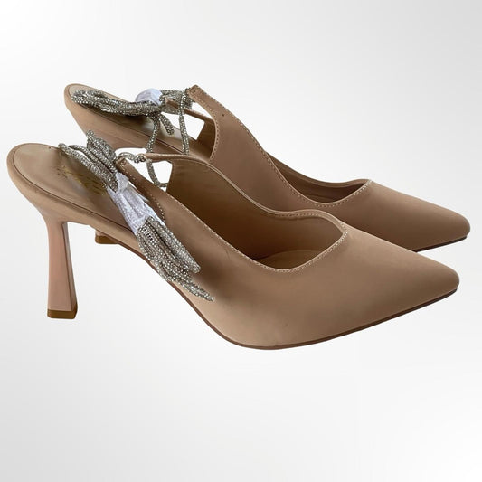 X2B Women's Pointed Toe Slingback Heels w Silver Lace NWOT