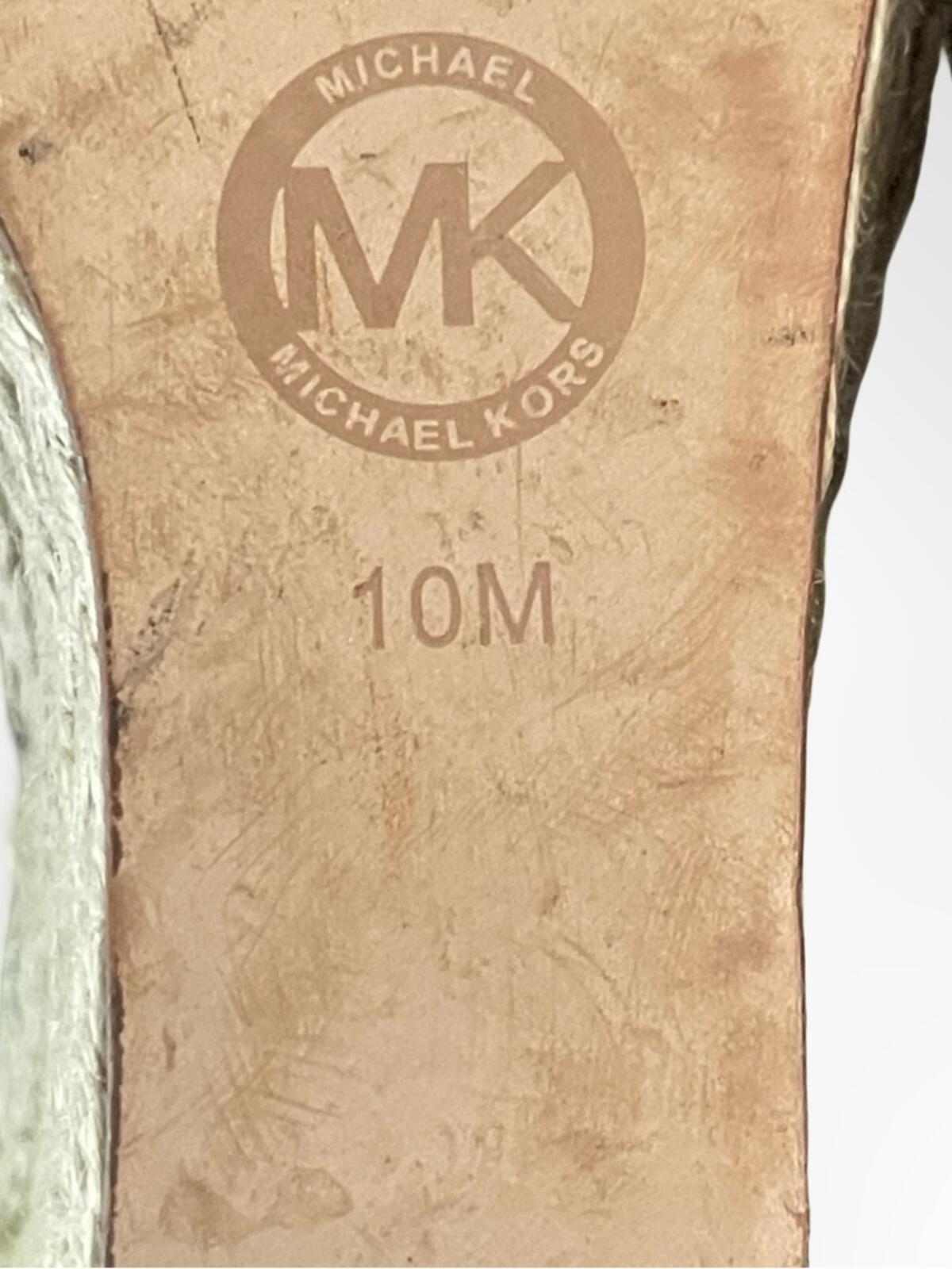 Michael Kors Brown Leather Espadrille Wedge Sandals in 10
