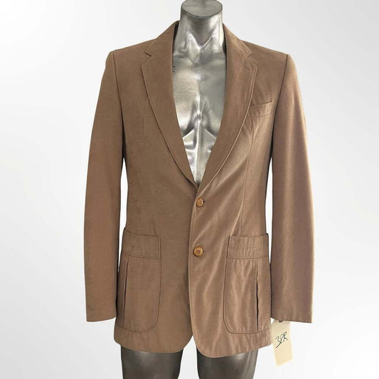 Woodward's Mens Brown Faux Suede Single Breasted Sport Coat Size 38R