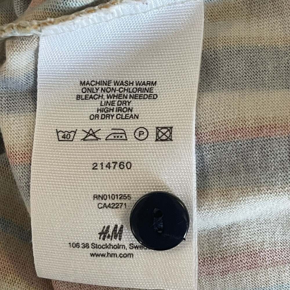 H&M Sleeveless Collared Striped Shirt Blouse with Belt