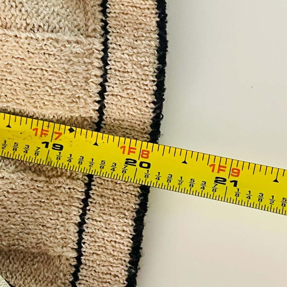 Cream Ribbed Knit Cardigan Sweater with Contrast Trim and Belt