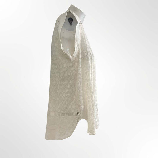 Unbranded White Linen Blend Tunic Blouse Top