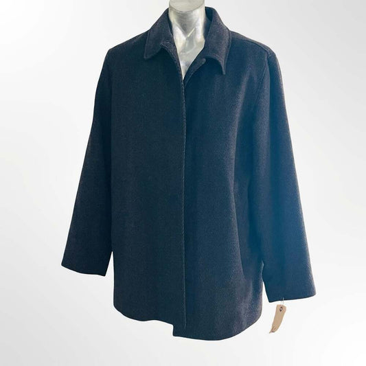Perry Ellis Portfolio Men's Charcoal Grey Wool Blend Quilted Lined Car Coat XL
