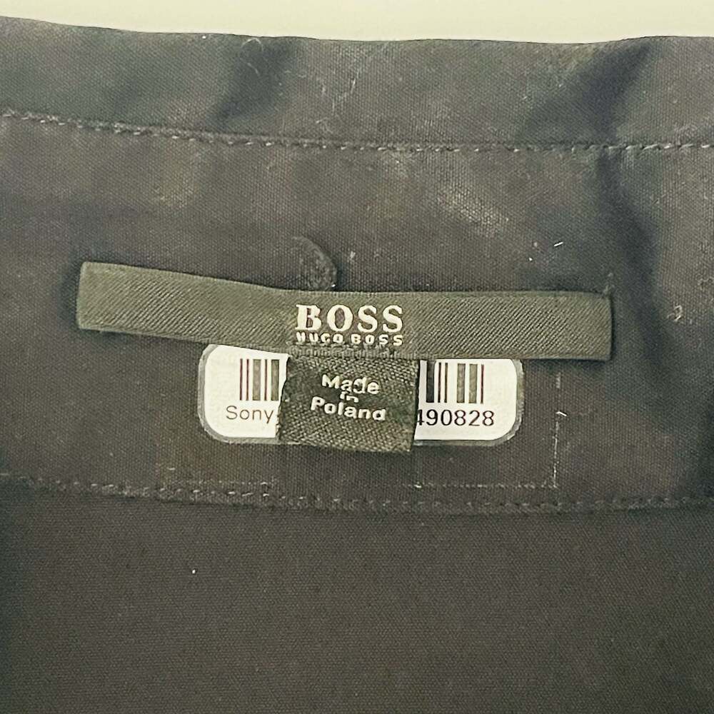 HUGO BOSS Black and Brown Colorblock Belted Midi Shirt Dress