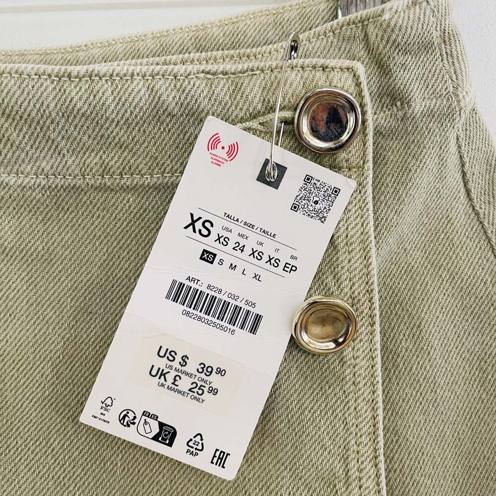 Zara Khaki Denim Wrap Skort