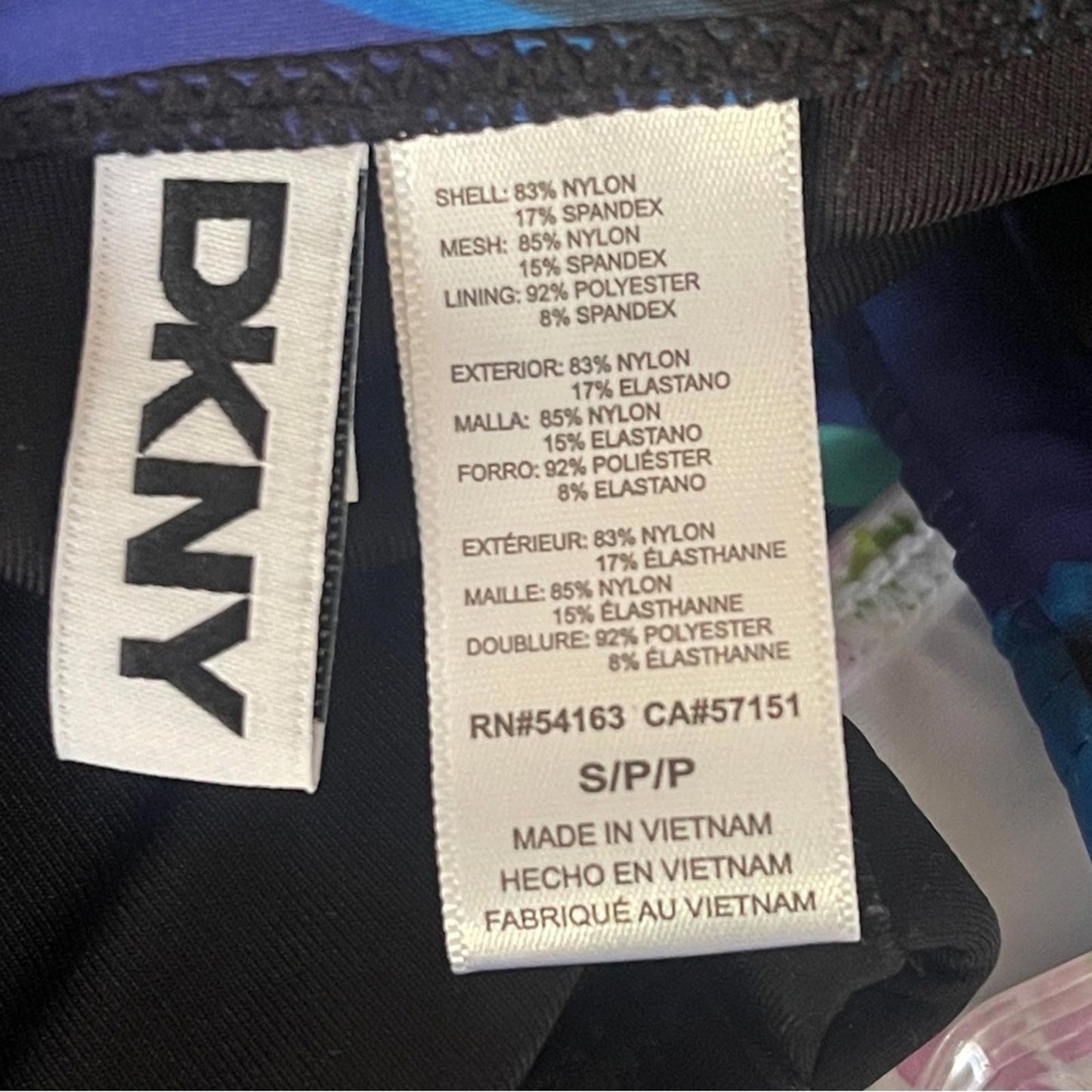 DKNY Black Swimsuit with Blue & Indigo Print size S NWT