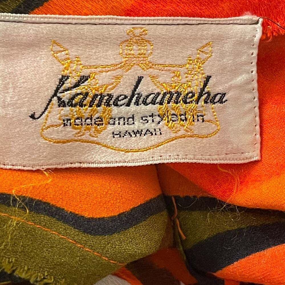 1960s Kamehameha Floral Colorful Orange Cotton Sun Dress