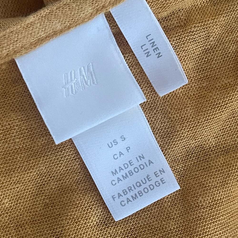 H&M Women's Metallic Gold Linen Blend Bolero Shrug, Size S