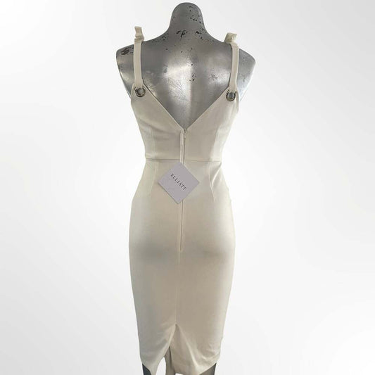 Elliatt Dahlia White Lace-Up Sleeveless Sheath Midi Dress