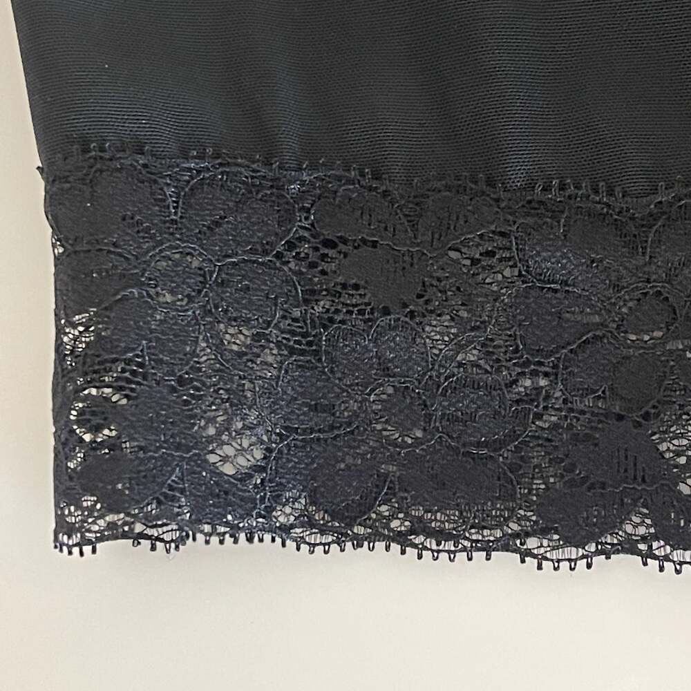 Women's Black Zippered Tummy Control Butt-Lifter Body Shaper with Lace Trim