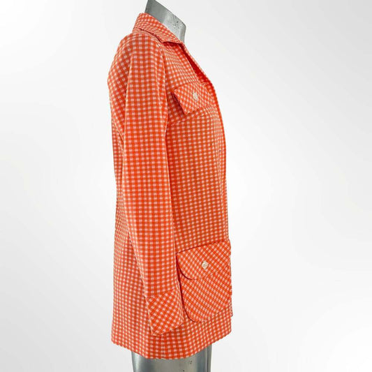 Vintage 1970s Joseph Magnin Orange and White Gingham Jacket