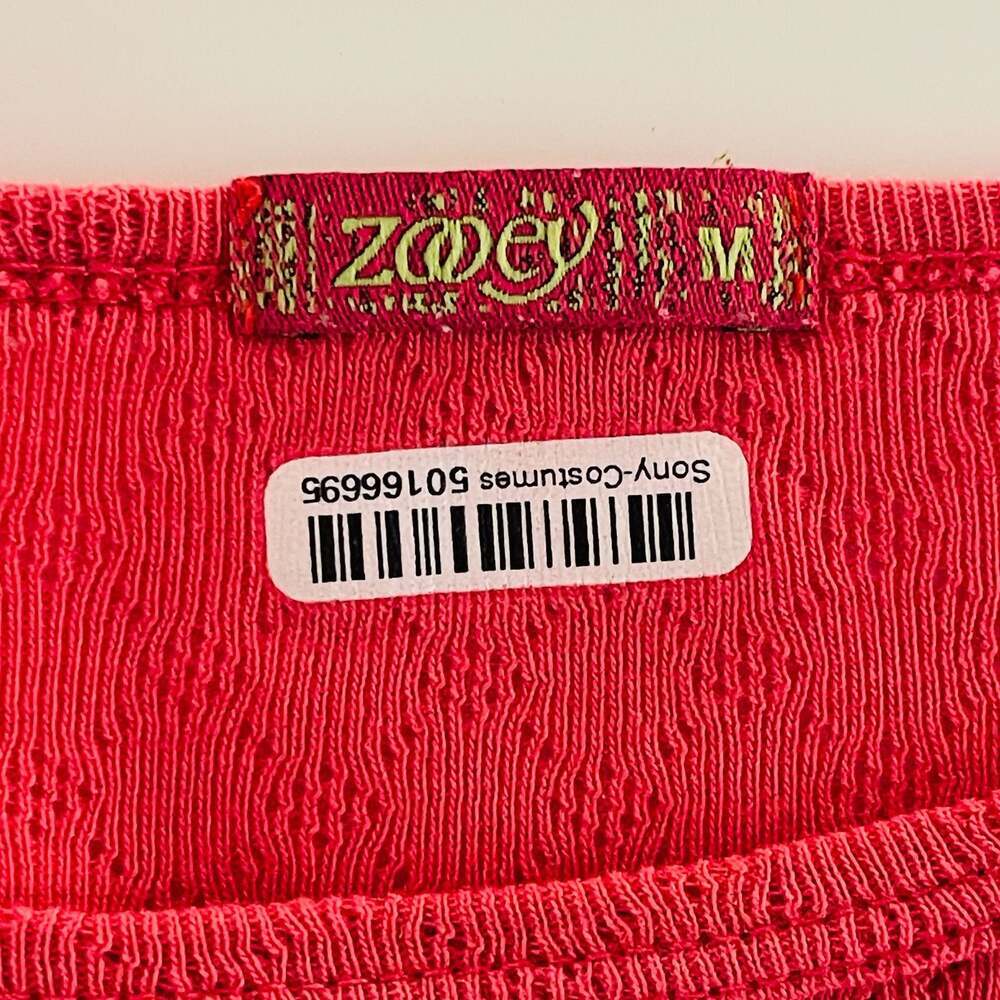 Zooey Coral Pink Textured Long Sleeve Boatneck Top