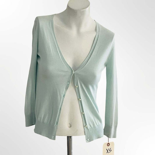Banana Republic Light Green V-Neck Button-Front Cardigan Sweater Size XS