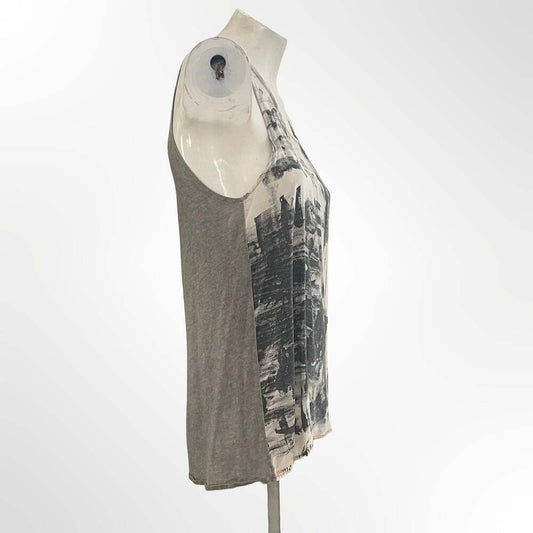 Each x Other Abstract Graphic Print Silk and Cotton Sleeveless Tank Top
