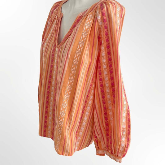 Elegant Style & Co. orange striped peasant blouse