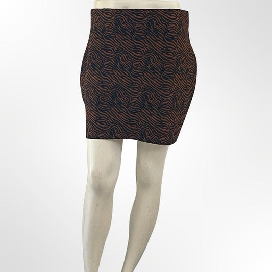 Shinestar Brown and Black Zebra Print Skirt in XL