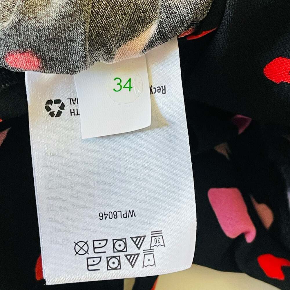 Bar III Black Pink Hearts Long Sleeve Ruched Wrap Mini Dress Size XL