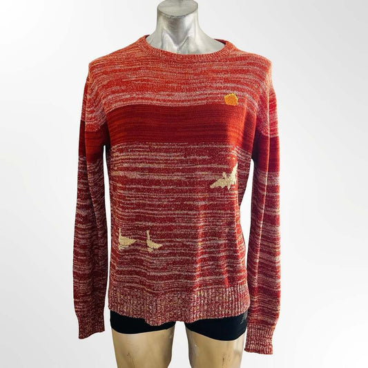 Sportswear Vintage 70s Spacedye Seagull Crew Neck Sweater Red Size L