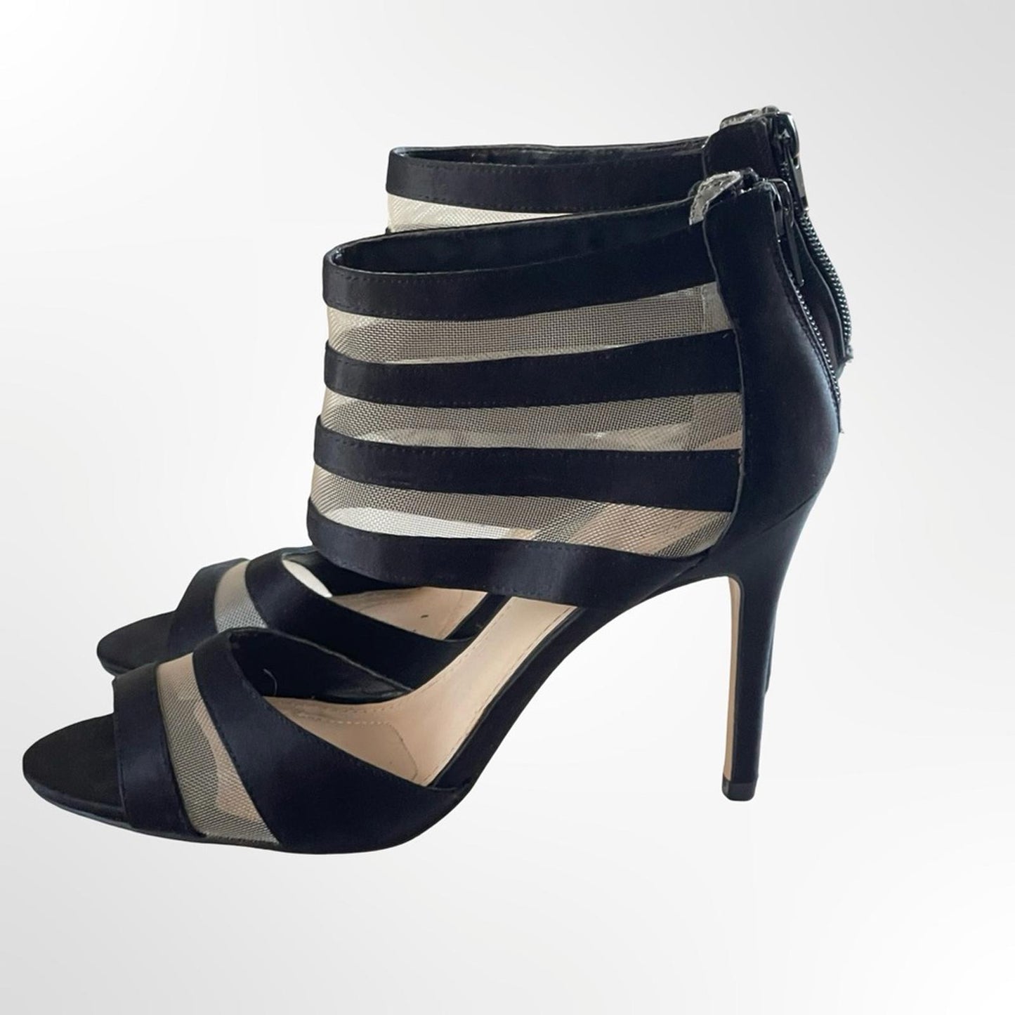 I Miller Black Mesh Strappy High Heel Sandals in size 6.5