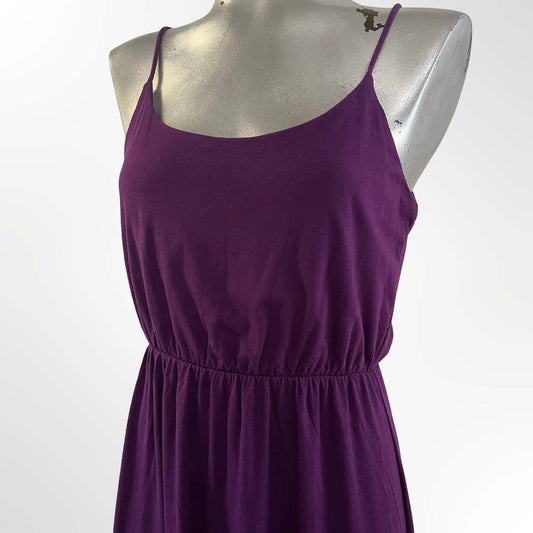 Color Thread Women's Purple Spaghetti Strap High-Low Casual Dress