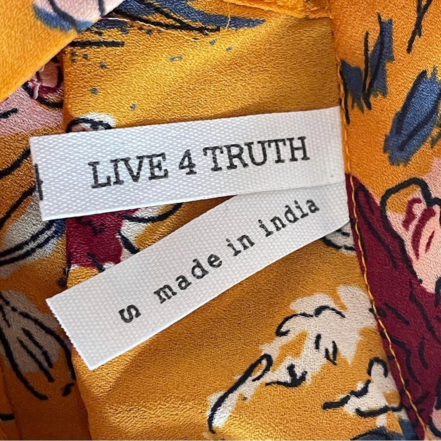 Live 4 Truth Mustard Floral Choker V-Neck Crop Blouse