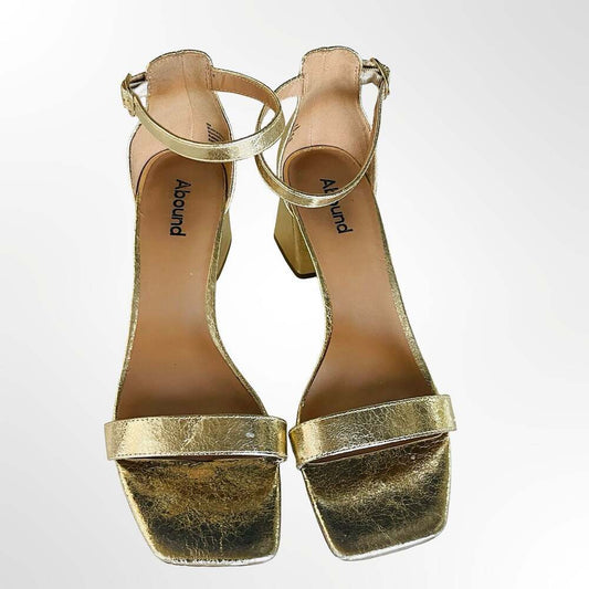 Abound Finn Metallic Gold Block Heel Ankle Strap Sandals