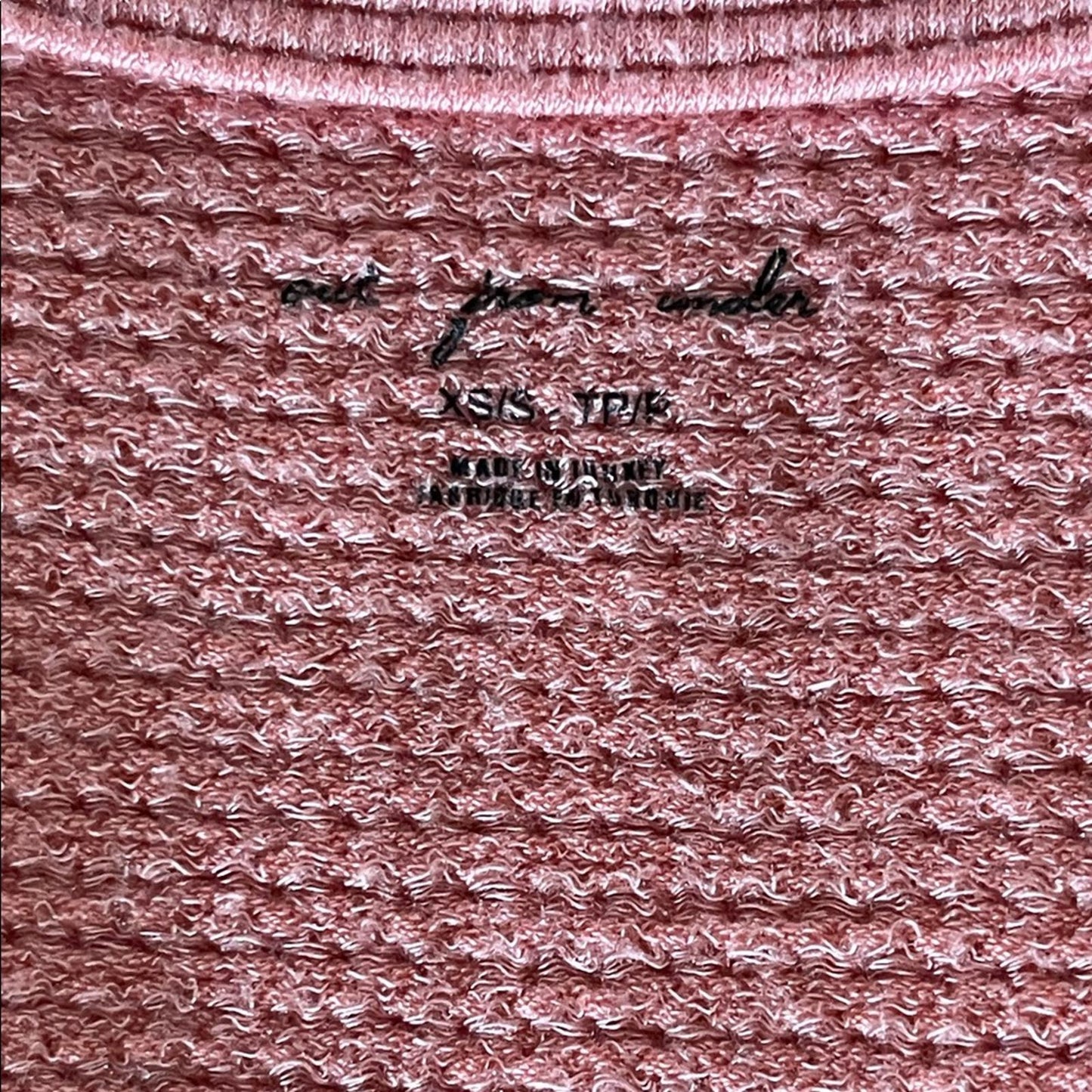 Waffle Knit Lace-Up Crop Top - Dusty Rose in size P/XS