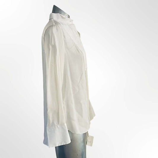 Brunello Cucinelli Women's 100% Silk Two-Tone Blouse with Monili Beaded Collar D