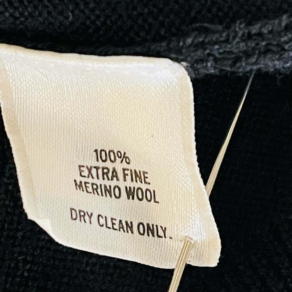 Nordstrom Mens XL Black 100% Extra Fine Merino Wool Long Sleeve Polo Sweater