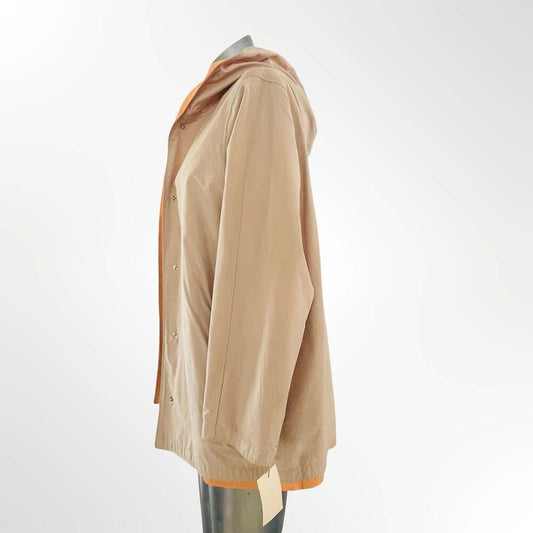 Reversible Hooded Rain Jacket, Beige and Orange