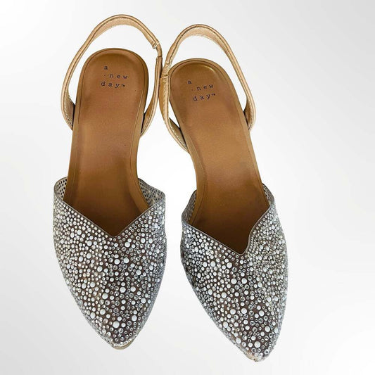 A New Day Women's Embellished Slingback Kitten Heel Pumps