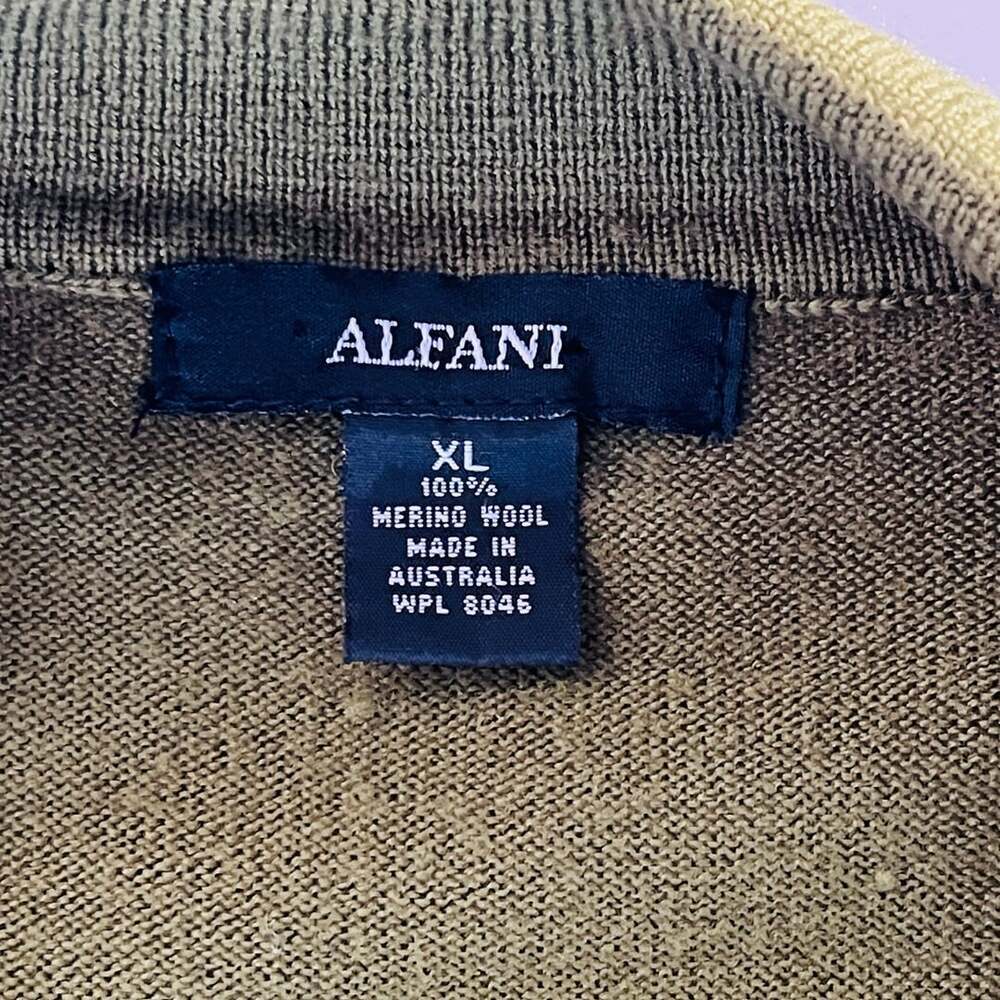 Alfani Men's Long Sleeve Knit Polo Sweater in Olive Green Merino Wool Size XL