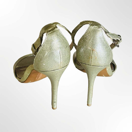 Charles by Charles David Gold Glitter Ankle Strap Stiletto Sandals