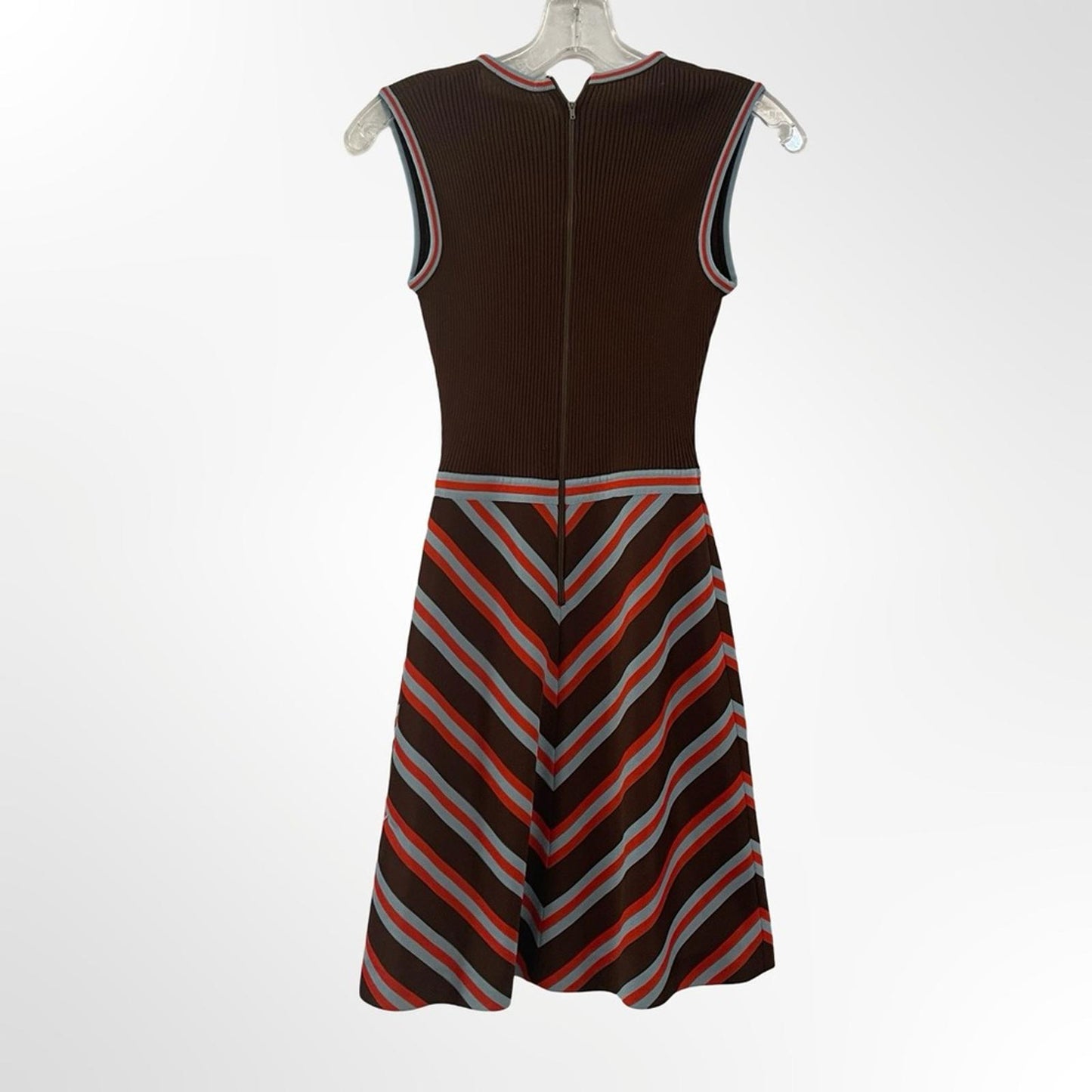 Unbranded Sleeveless Brown Chevron Striped Dress in size S