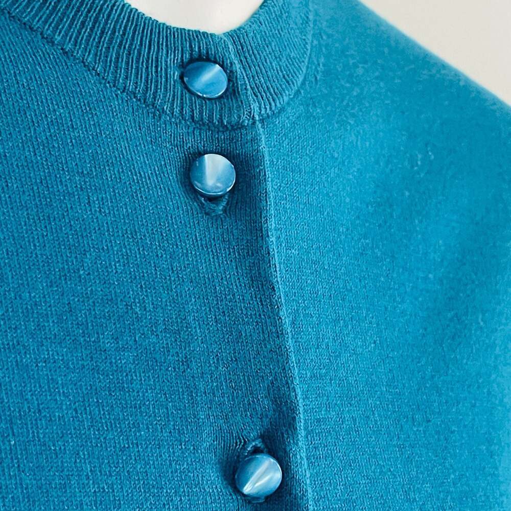 J.Crew Women's Teal Blue Button Down Crew Neck Cardigan Sweater Size S
