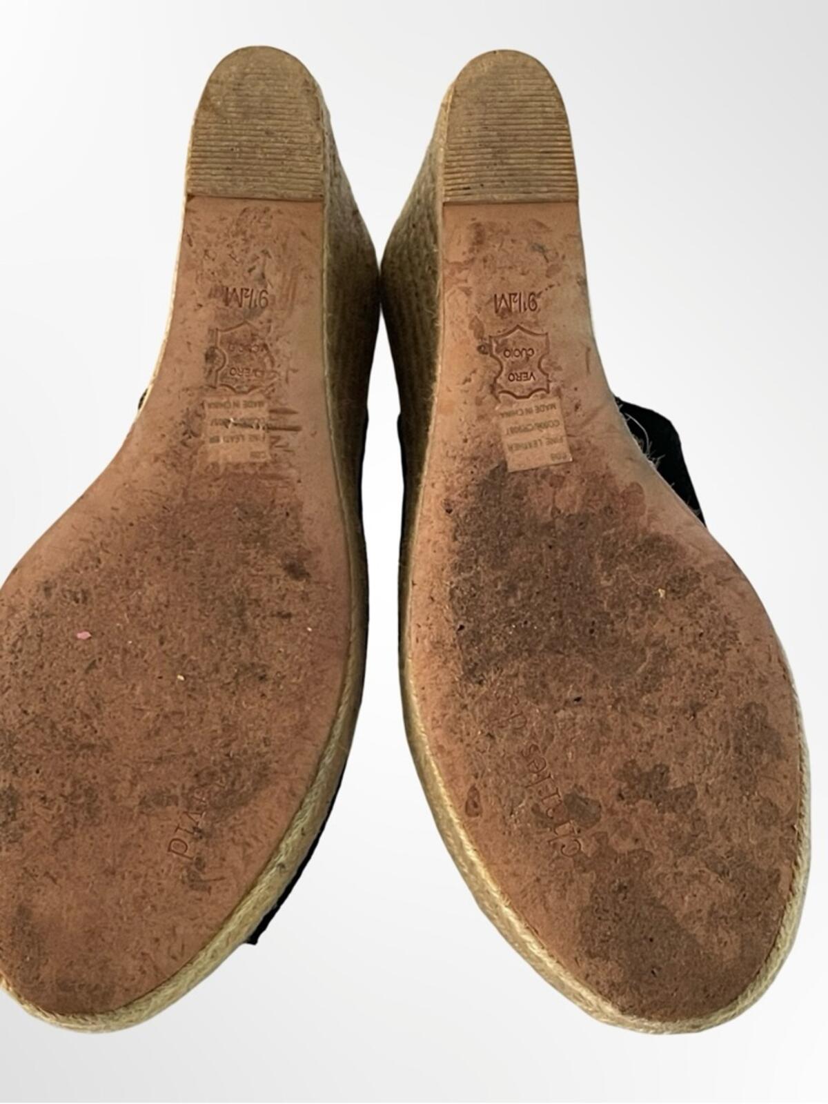 Charles David Black Suede Espadrille Wedge Mules in size 9.5