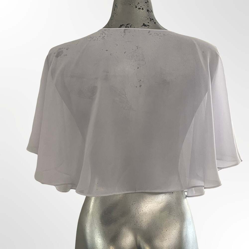 Women's Sheer Chiffon Capelet Bolero Shrug with Pearl Button Closure