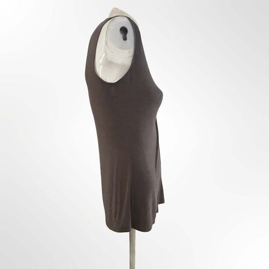 Elie Tahari Sleeveless Draped Front V-Neck Brown Tank Top