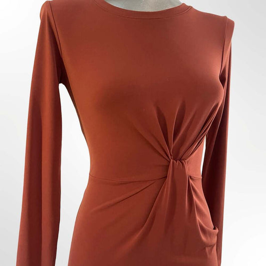 Forever21 Dress Womens M Brick Red Long Sleeve Crew Neck Short
