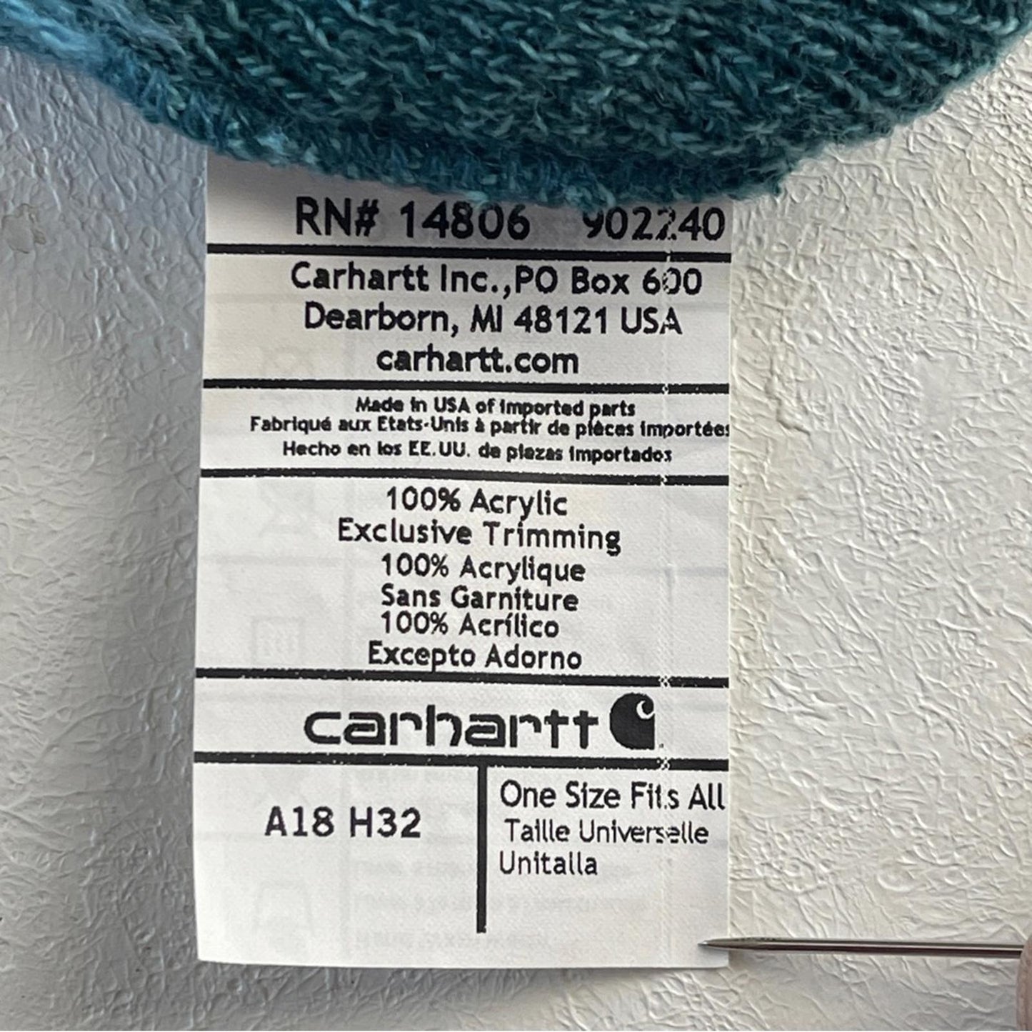 Carhartt Teal Beanie NWOT