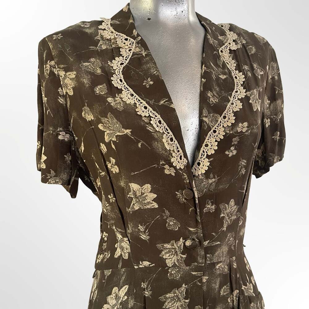 1950's Vintage Floral Fall House Dress - ,