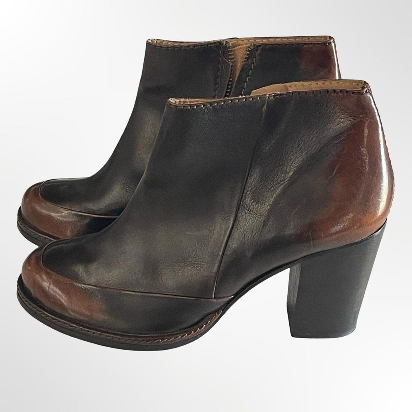 French Made Cotelac Two-Tone Leather Ankle Boot  in size 39