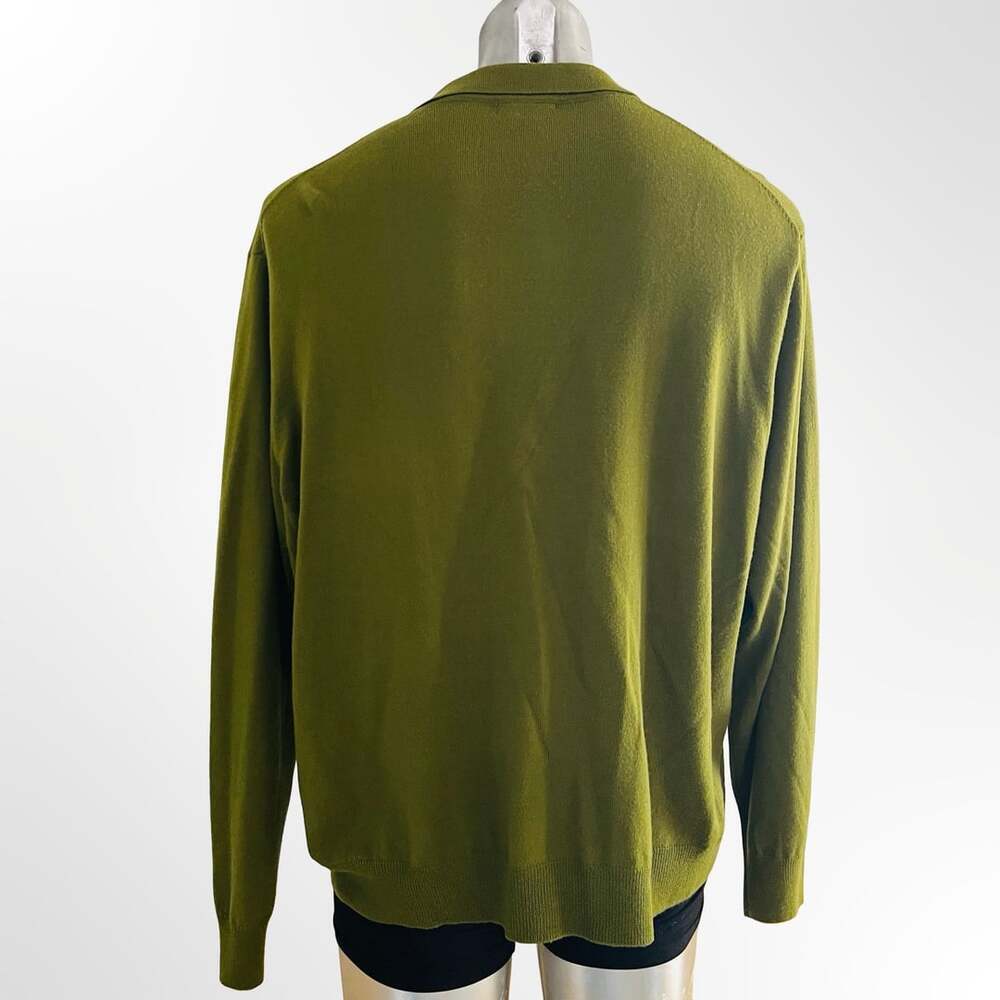 Alfani Men's Long Sleeve Knit Polo Sweater in Olive Green Merino Wool Size XL