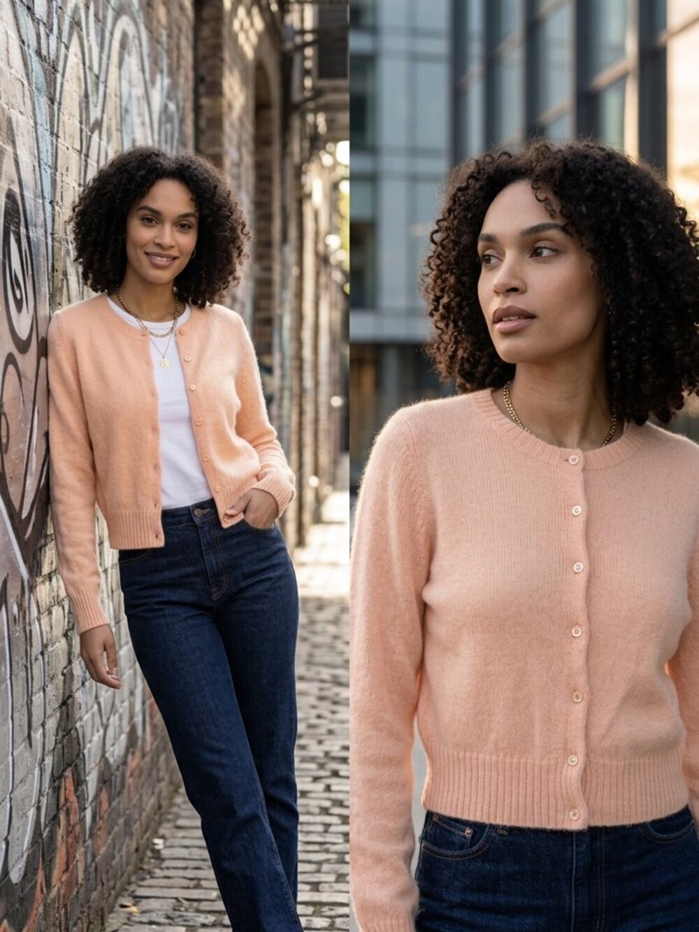 Vintage Early 2000s Baby Pink Angora Wool Blend Cardigan Sweater XS