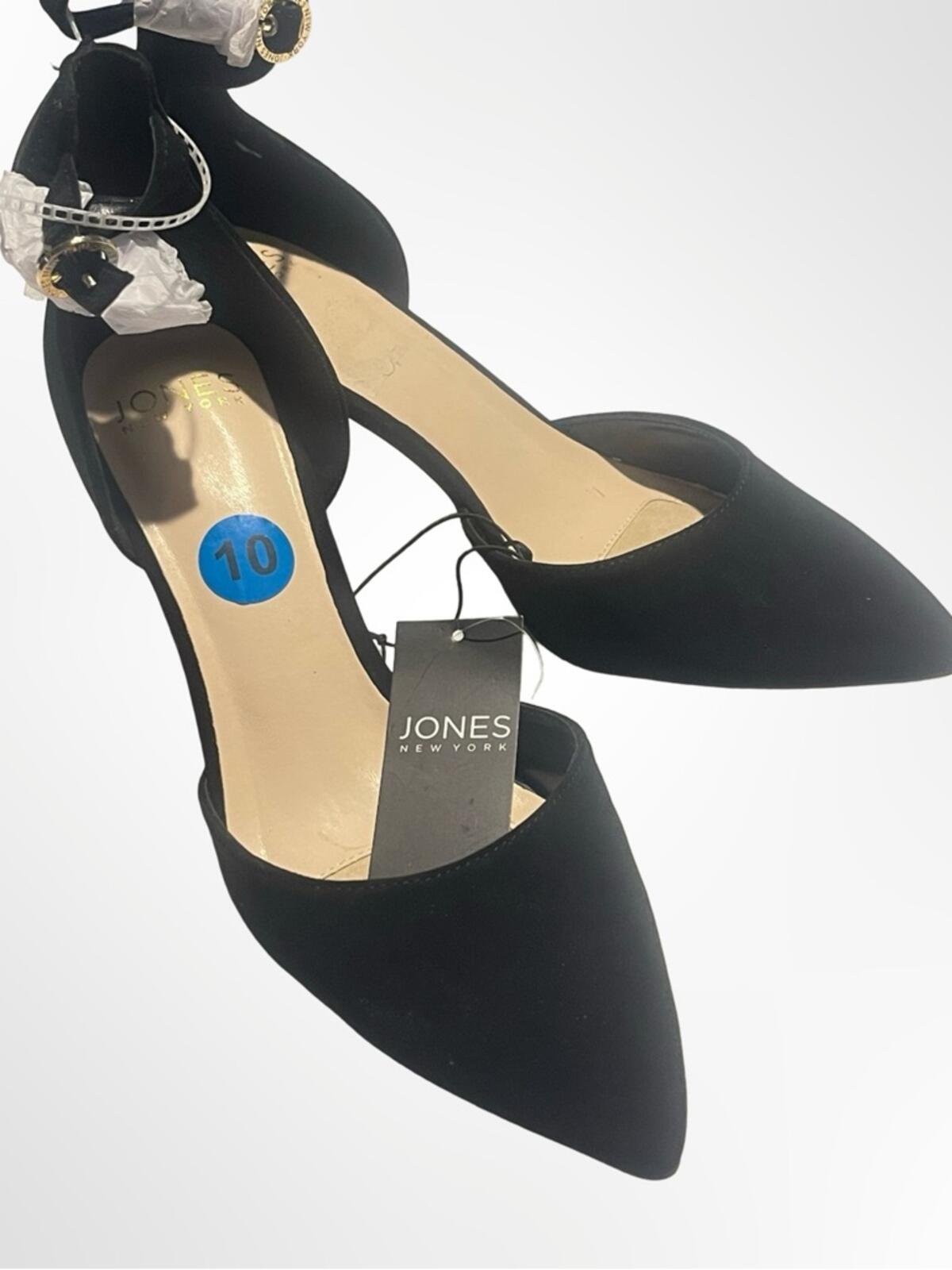 Jones New York Black Pointed Toe Ankle Strap NWT size 10